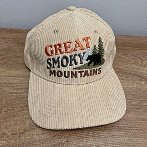 Trendy boutique Beige Corduroy 'Great Smoky Mountains' Embroidered Cap